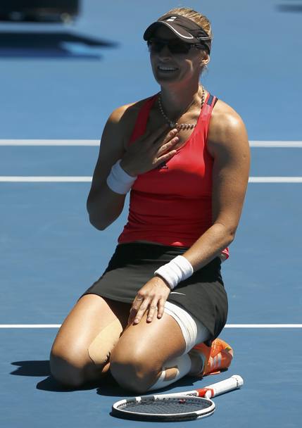 L&#39;emozione della 34enne croata Mirjana Lucic-Baroni che torna in semifinale di uno Slam a distanza da 18 anni da quella disputata a Wimbledon